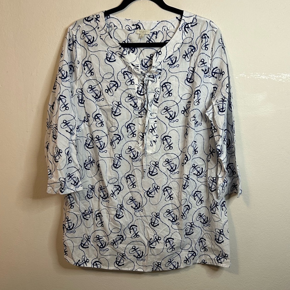 Talbots Lightweight Cotton Anchor Blouse